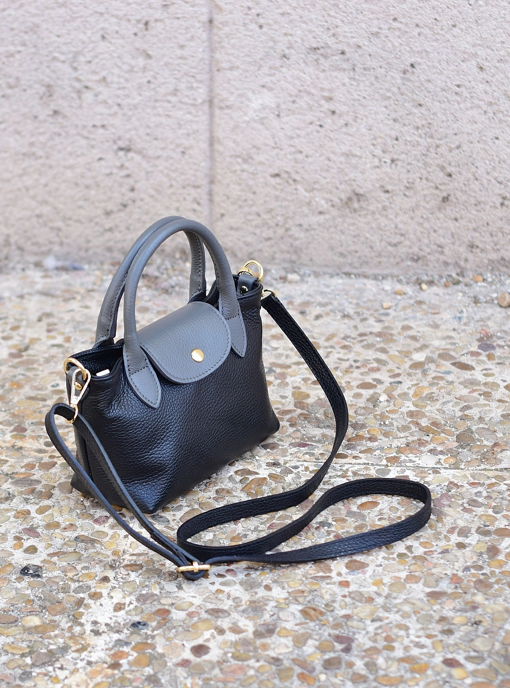 Bolso piel liso mini solapa