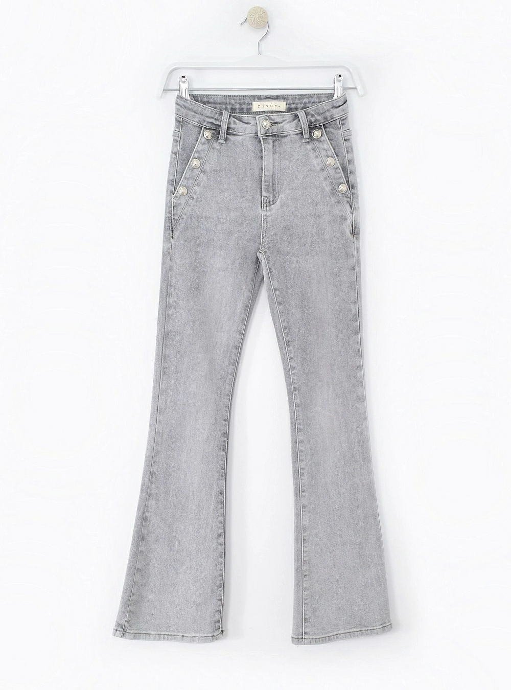 Jeans flare botones silver