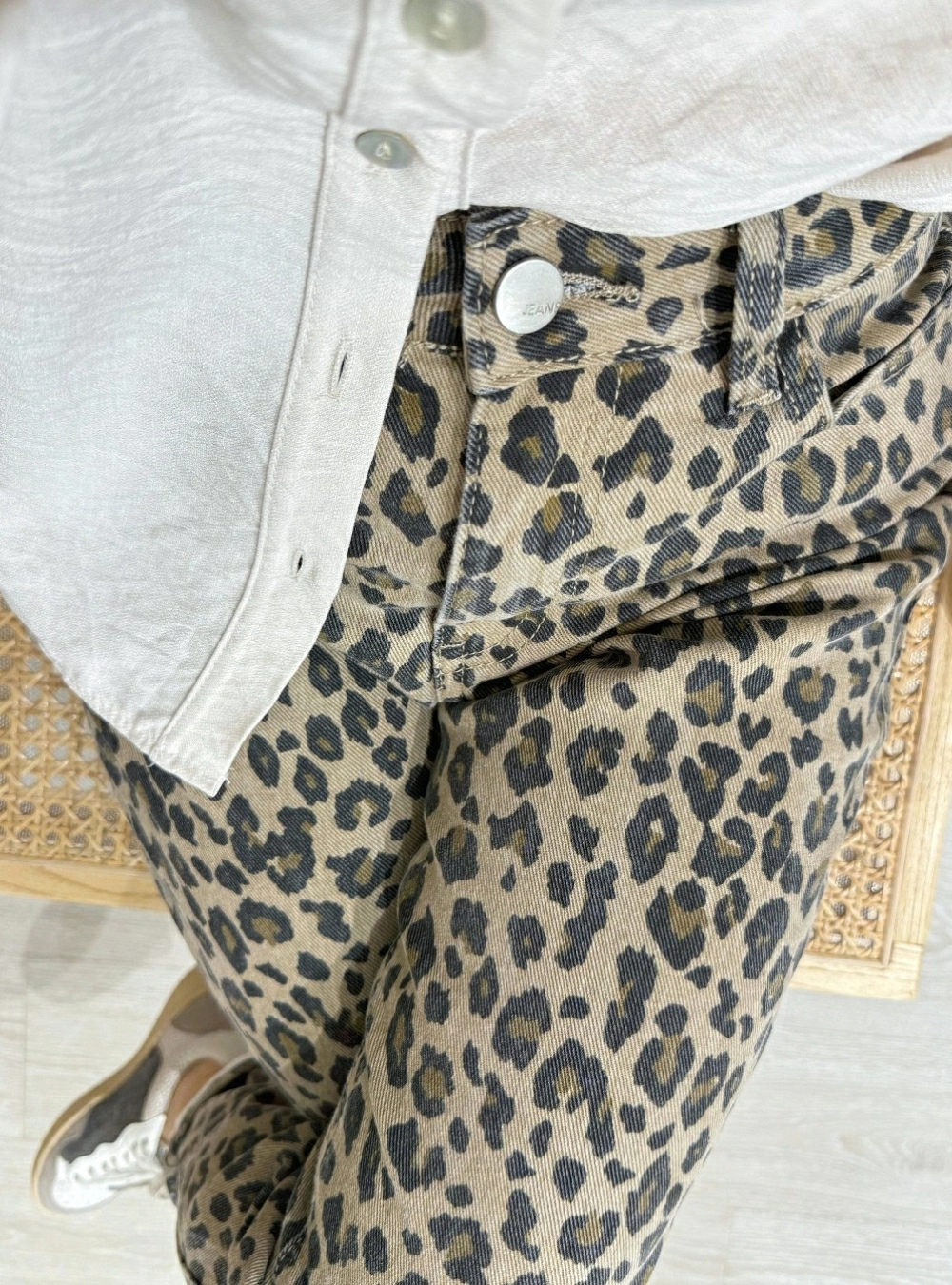 Jeans mom print leopard