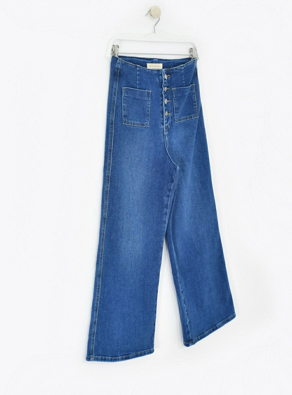 Jeans straight botones cropped