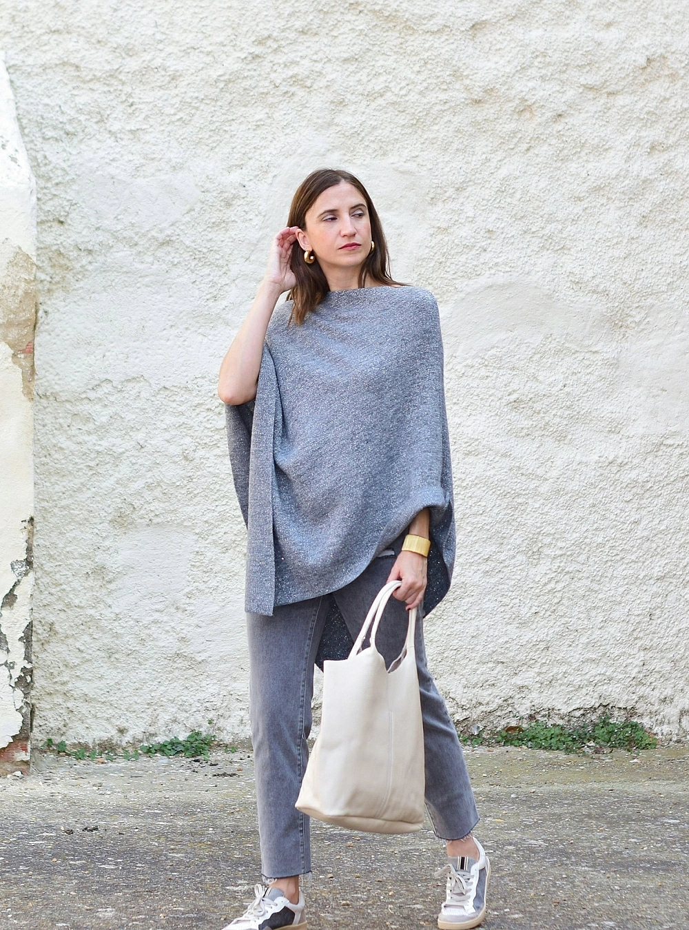 Poncho lurex lana