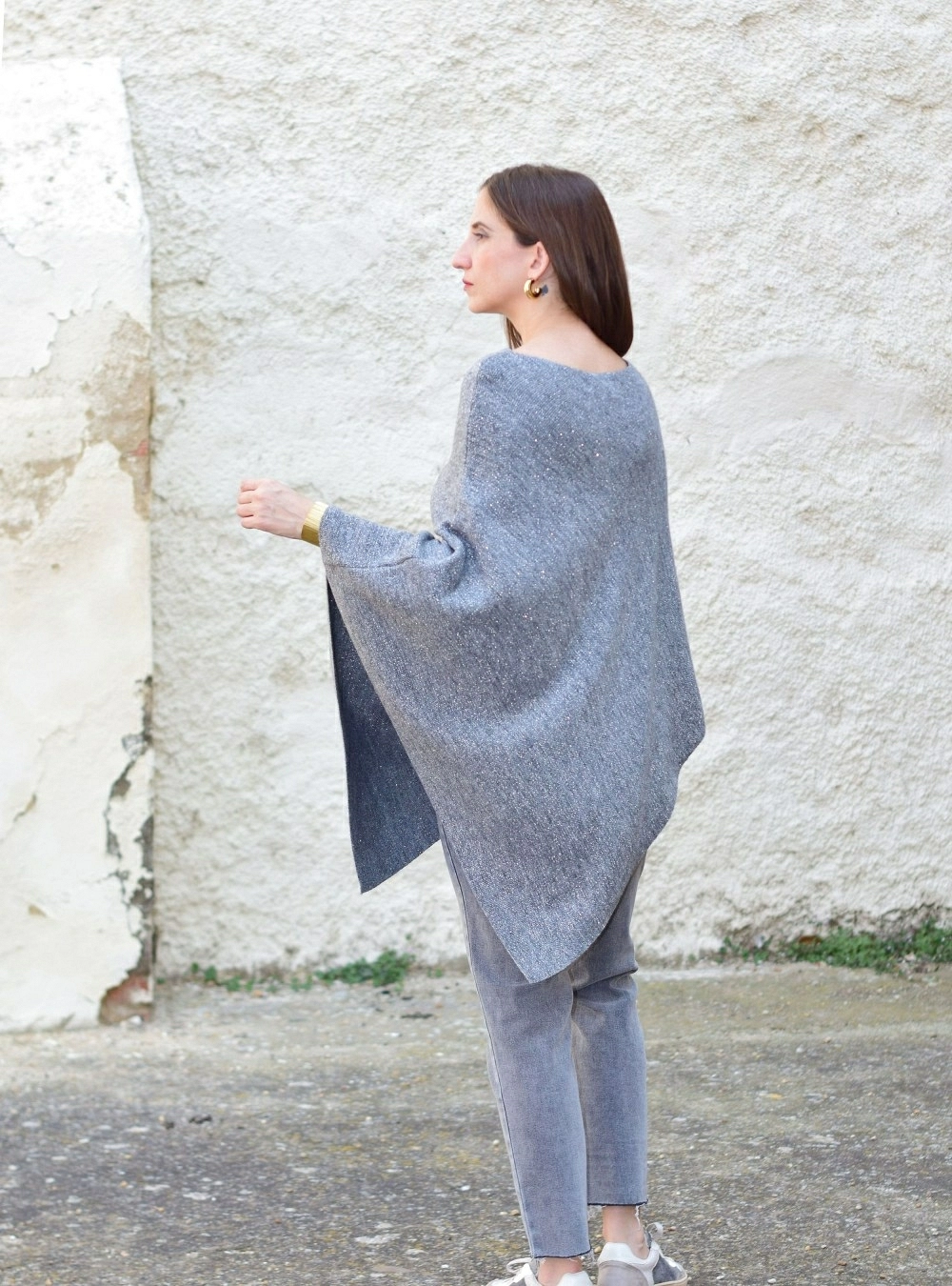 Poncho lurex lana